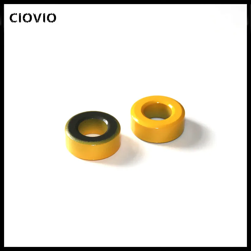 

CIOVIO 10pcs T106-6 Toroidal Core 26.9*14.5*11.1 RF Toroid HF HAM QRP Cores For RF Filters PFC Inductors Yellow Micrometals