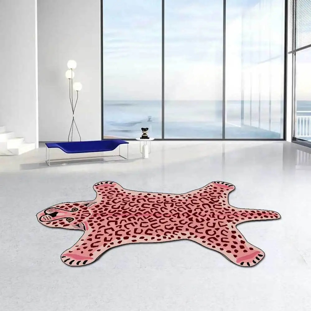 Animal Shape Carpet Rugs for Home Living Room Vivid Tiger Lion Leopard Printed Anti Slip Bedroom Bedside Floor Mats Area Rugs