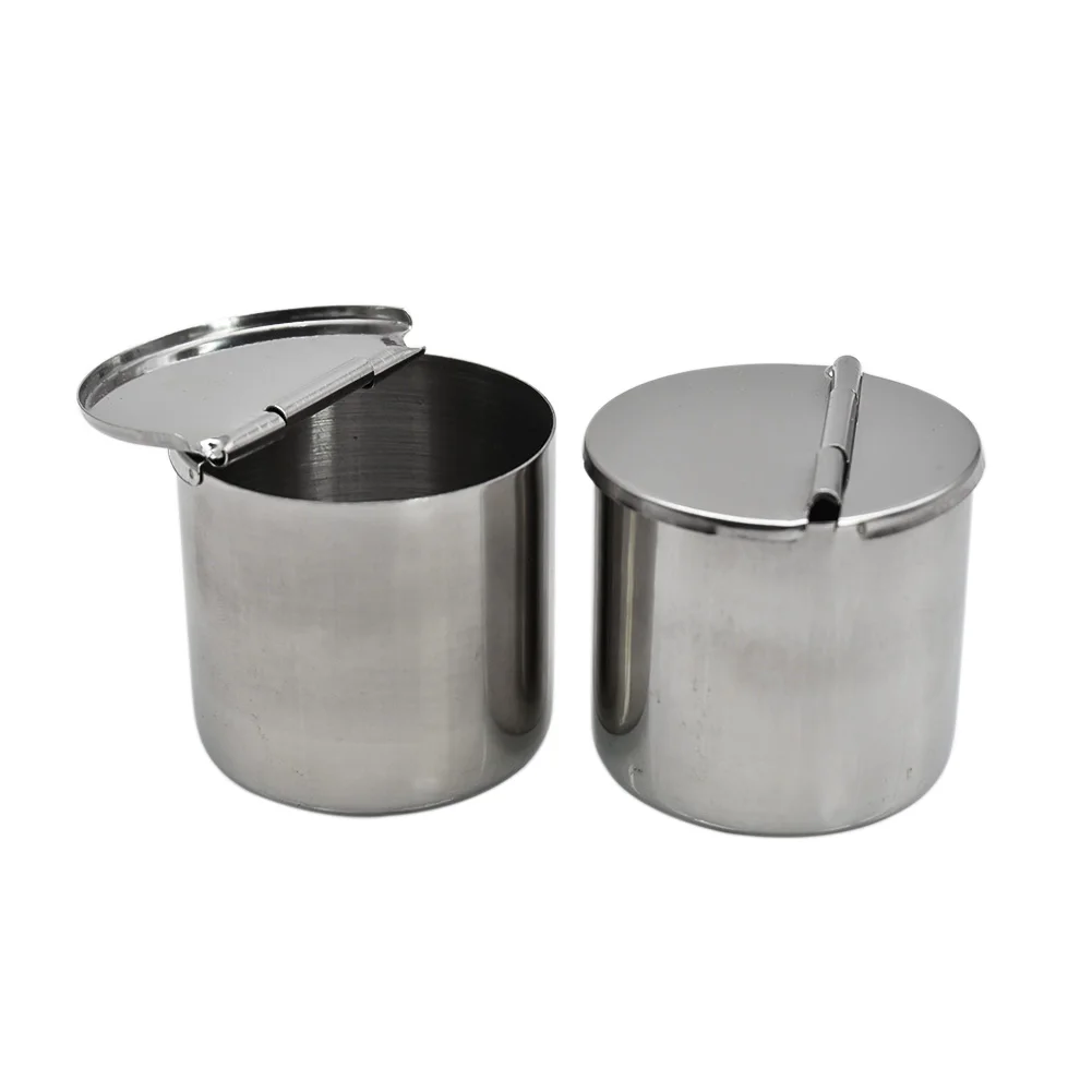 1pcs Stainless Steel Medical Cotton Alcohol Disinfection Jar Half Clamshell Oral Ointment Cylinder Tank Holder Dental Material