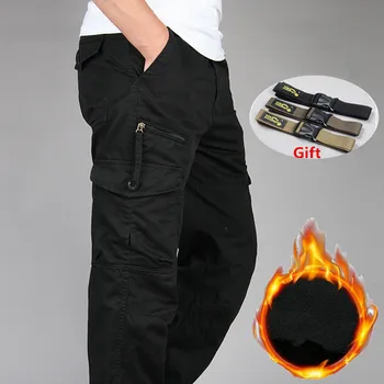 Winter verdicken Fleece Cargo hose Herren Doppels chicht Tarnhose lässig warm lange Hose plus Größe 3xl