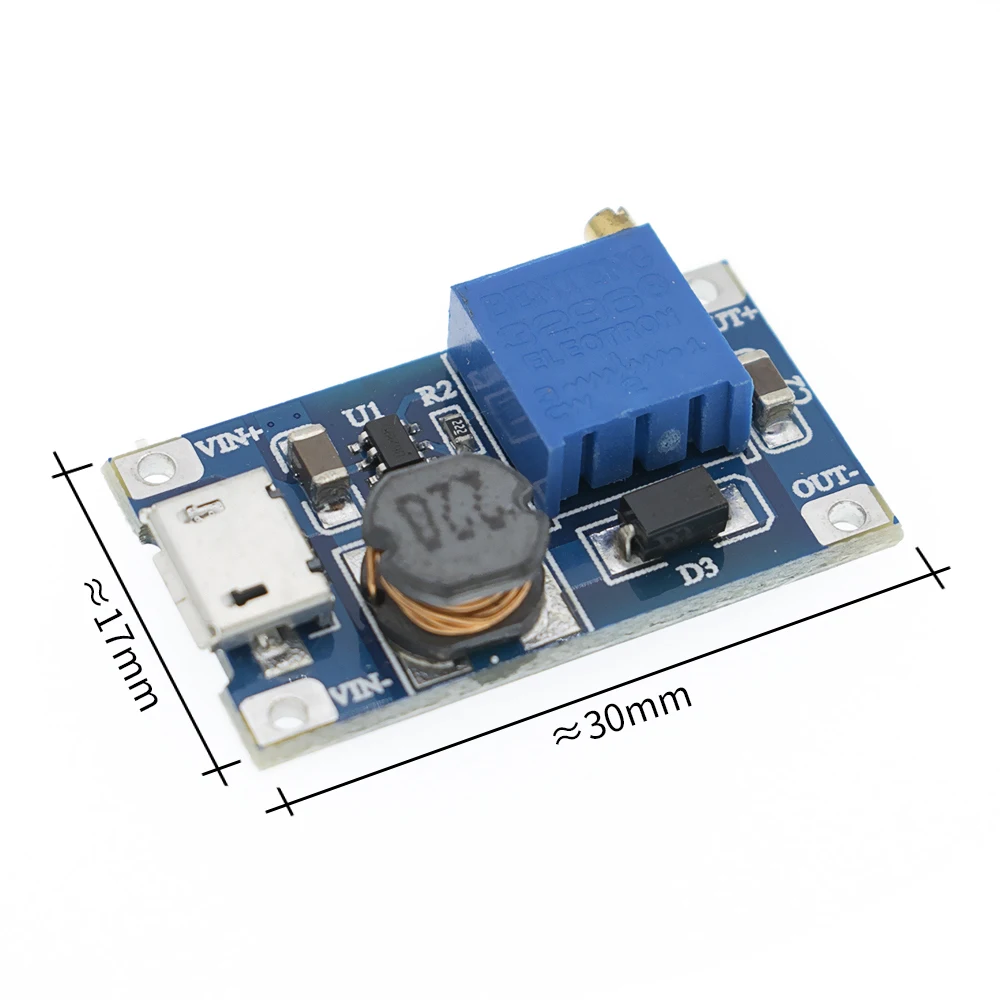 MT3608 DC-DC Adjustable Boost Module 2A Boost Plate Step Up Module TYPE-C MICRO USB 2V-24V to 5V 9V 12V 28V