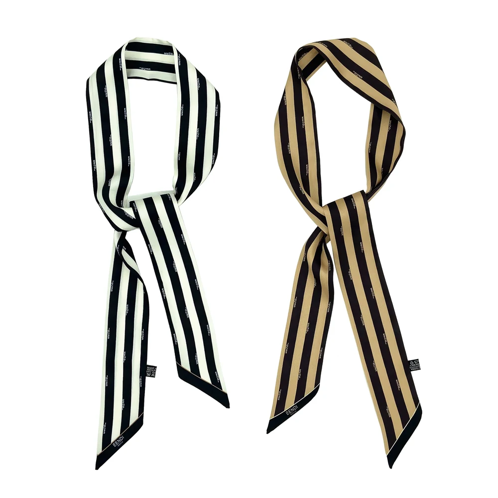 

Color-blocking stripes Scarf Printing Silk Scarf For Women LuxuryBrand Foulard WomenTie 2021 New Fashion Head Scarves For Ladies