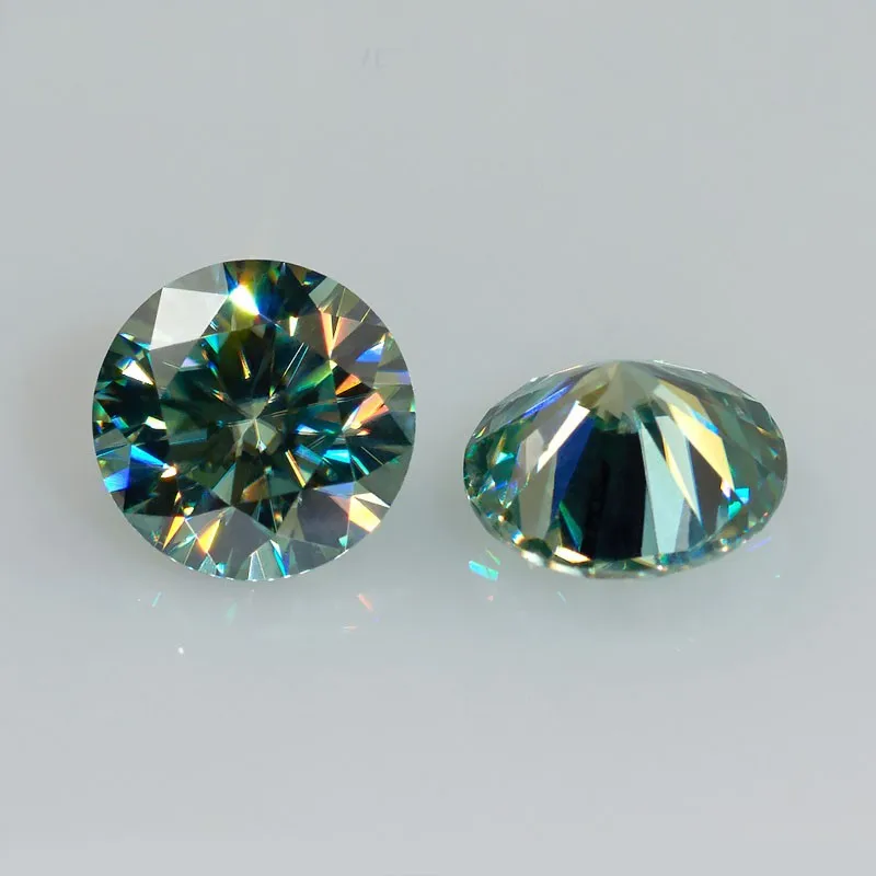 3.0mm to 11mm Blue Green Moissanites Round Excellent Cut Sic Material Moissanites Loose Stone For Jewelry With GRA Certificate