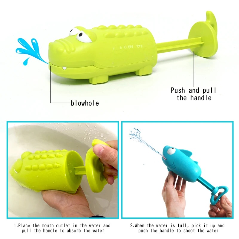 Pistolets à eau pour enfants, requin, crocodile, jouets à pression d'air, balle d'eau, tortue de bain, jouets HOPlay, océan, cadeaux pour enfants