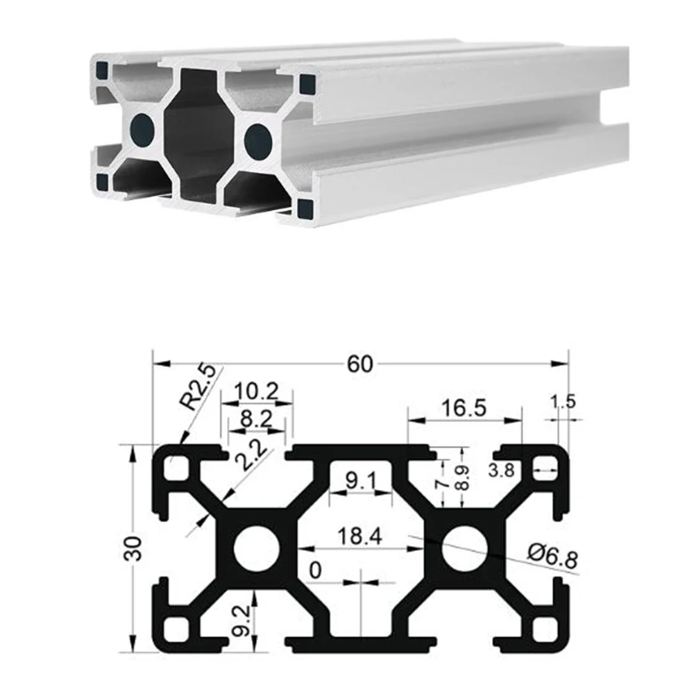 1PC 3060 Aluminum Profile Extrusion 100-800MM Length European Standard Linear Rail for DIY CNC 3D Printer Workbench