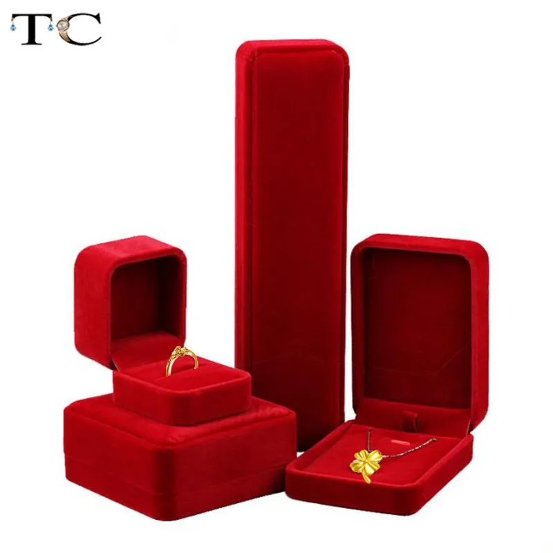 Newest Gift Box for Jewellery Red Velvet Ring Box Pendant Storage Boxes Jewelry Organizer Cases Gift Boxes for Jewellery