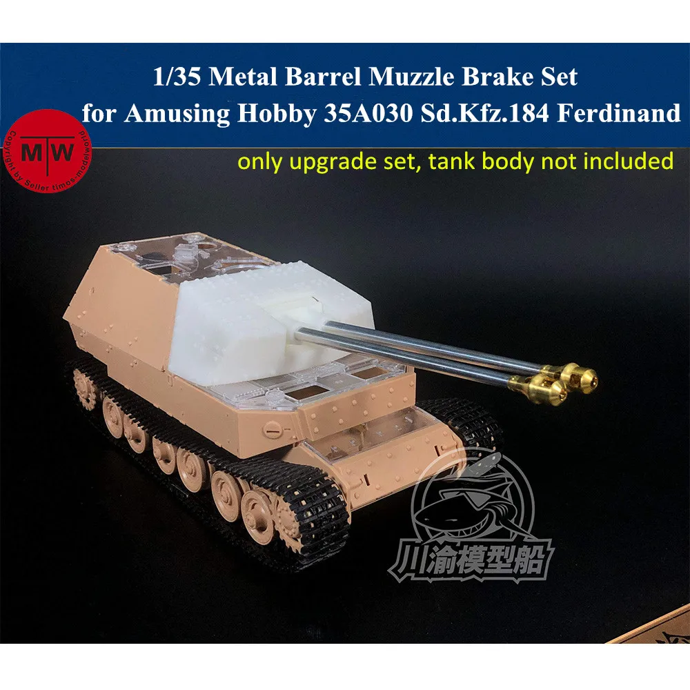 1/35 Scale Metal Barrels Muzzle Brake Set for Amusing Hobby 35A030 Sd.Kfz.184 Ferdinan Tank Model Kits TMW00048