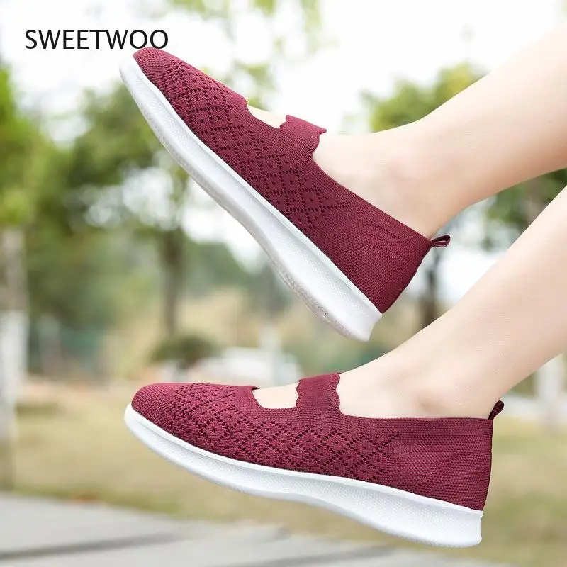 Summer Fashion Breathable Platform Shoes Womens Shoes Slip On Shallow Pumps For Women talon femme Casual Ladies Shoes