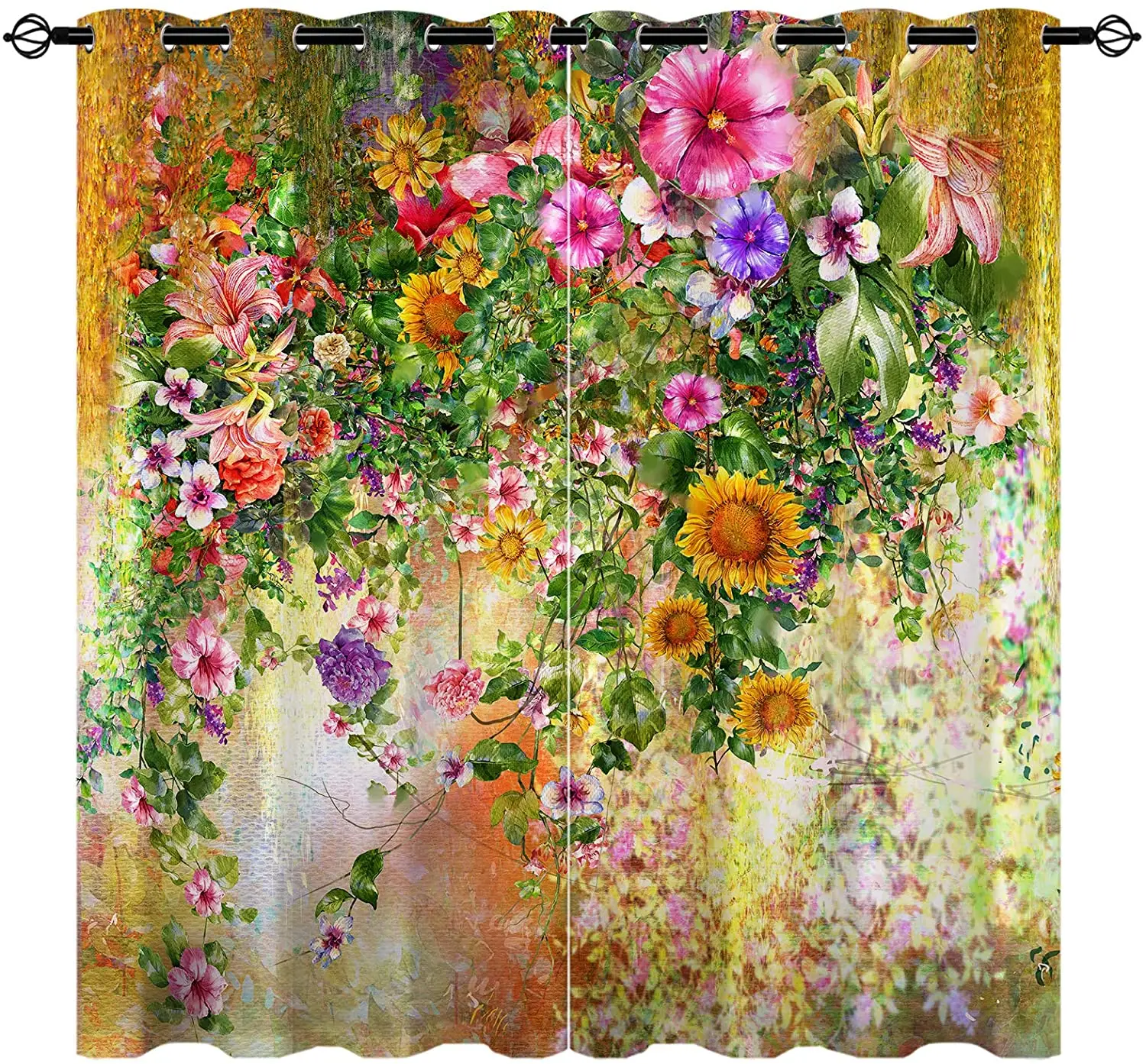 

Living Room Decoration Blackout Curtains Romantic Floral Vine Watercolor Decoration Double Bedroom Living Room Luxury Curtains