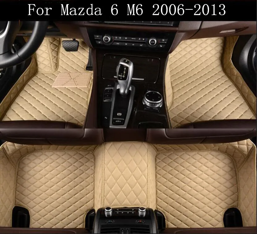 Car 3D Luxury Leather Car Floor Mats Fits For Mazda 6 M6 2006-2013 EMS Free shipping