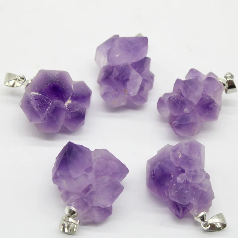 Natural Stone Brazil Amethysts Crystal Irregular Shape Pendants Reiki Fashion Mineral for Jewelry Making Necklace Accessories