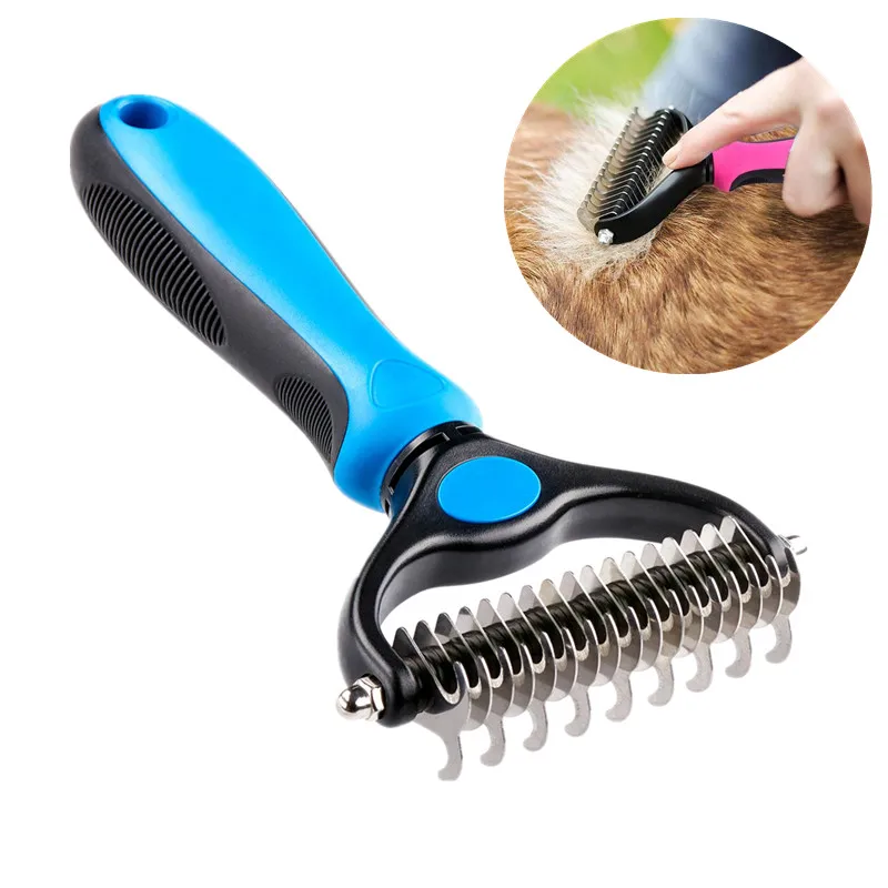 Pet Fur Knot Cutter Dog Grooming Shedding Tools Pet Cat Hair Removal Comb Brush Double sided Pet Products