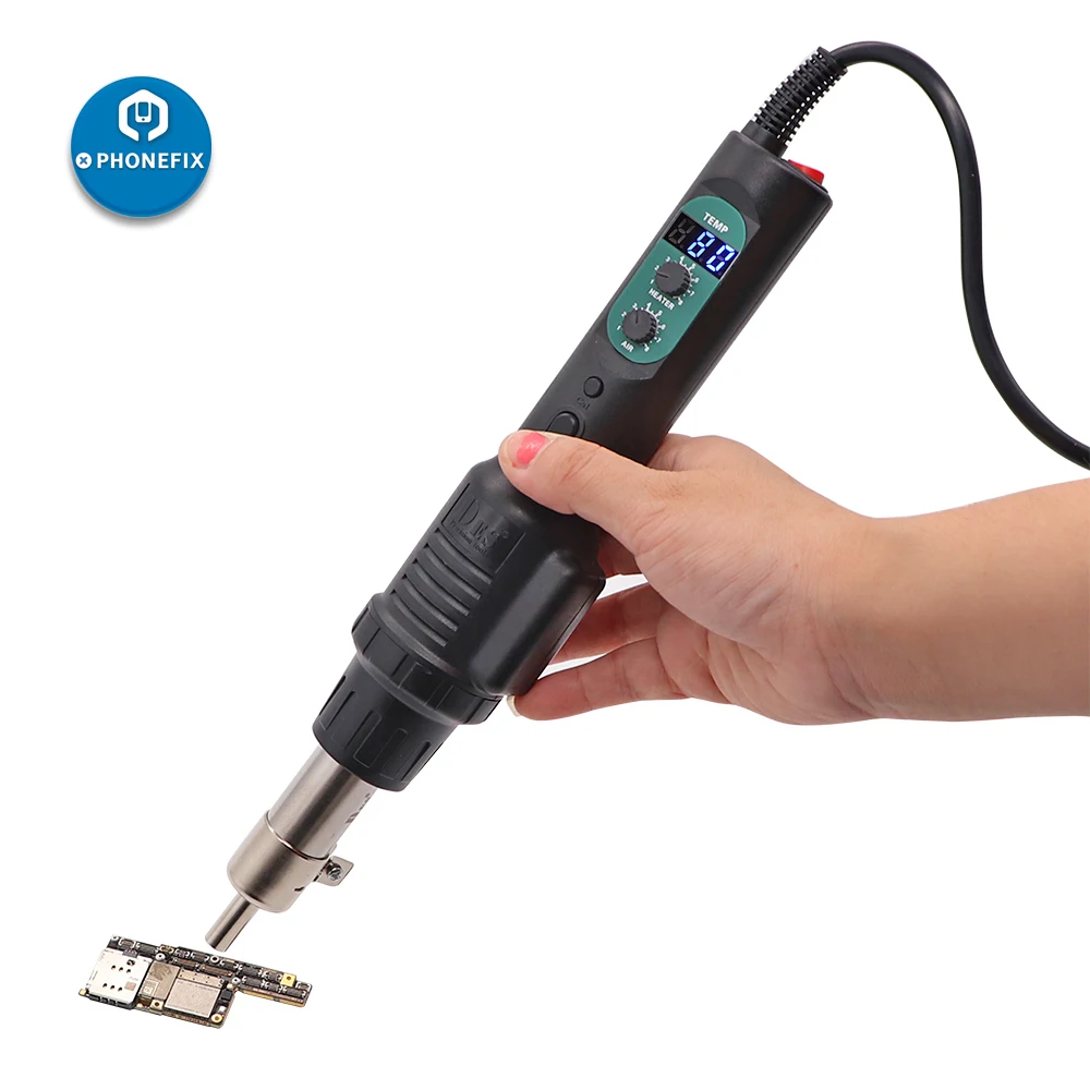 Estação de solda de precisão 220v, de mão, digital, pistola de ar quente, bga, ferramenta de reparo de celular