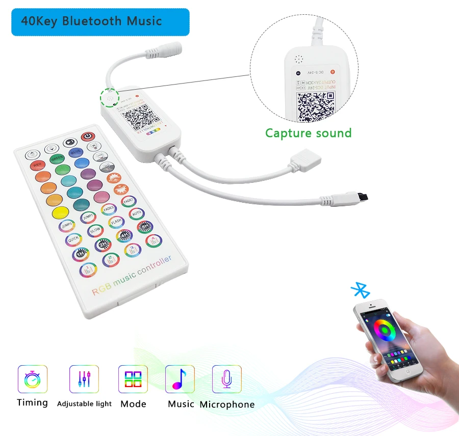 16ล้านสี Wifi RGB / RGBW LED Controller สมาร์ทโฟนควบคุมเพลงและโหมดจับเวลา Magic Home บลูทูธ Led RGB controller