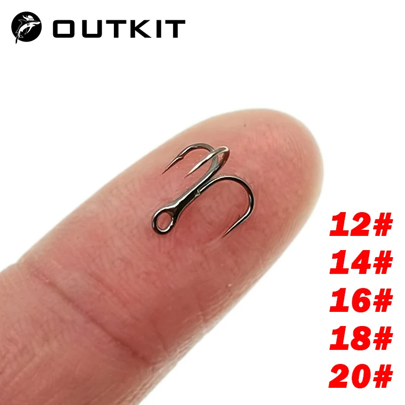 OUTKIT High Quality 5pcs/box 2xStrengthen Micro Small Origin Steel Alloy Sharp Lure Treble Hook 12-20# Fishing Tackle with Box