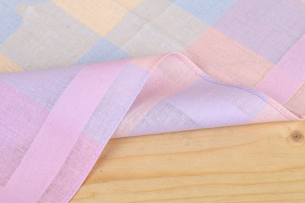 12PCs Mixed Color Plaid Handkerchief Neutral Checked Square Cotton Wipes Colored Plaid Fashion Handkerchief Cute Style 43X 43cm