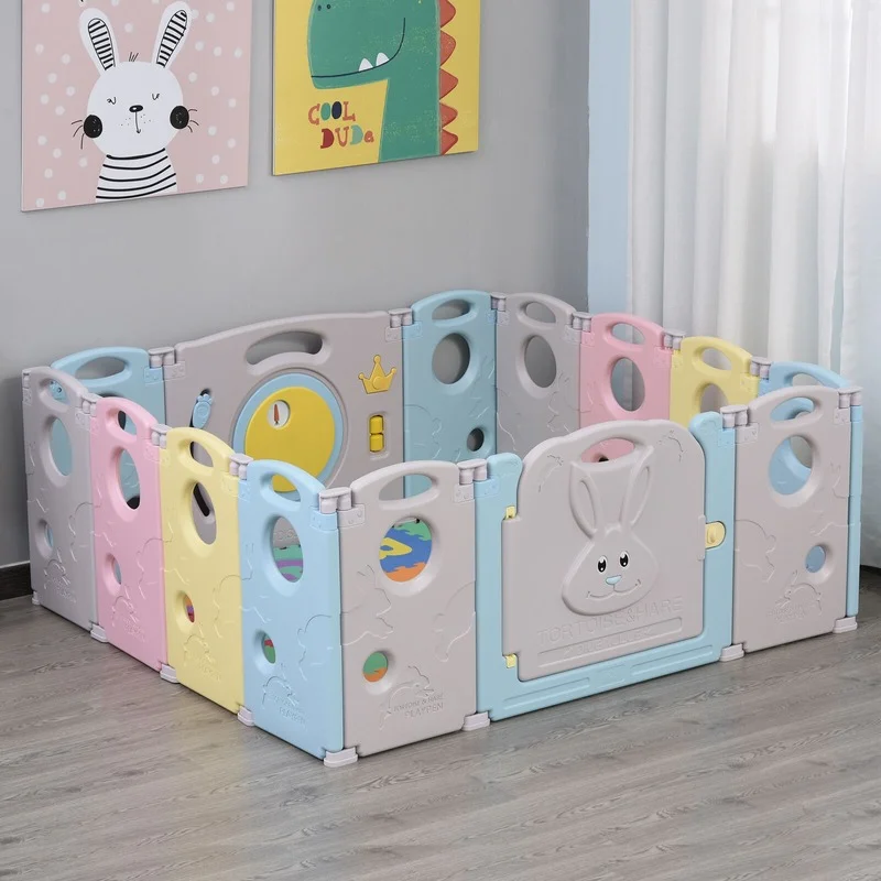 Baby Playpen Foldable 14-piece Safety Door Household Children\'s Activity Center Playpen with Toys