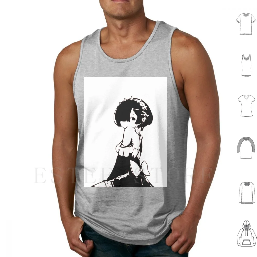 Rem Maid-Tank Tops Vest Sleeveless Re Zero Rem Zero Anime Manga Light Novel Demon Oni Waifu Best Girl Weaboo