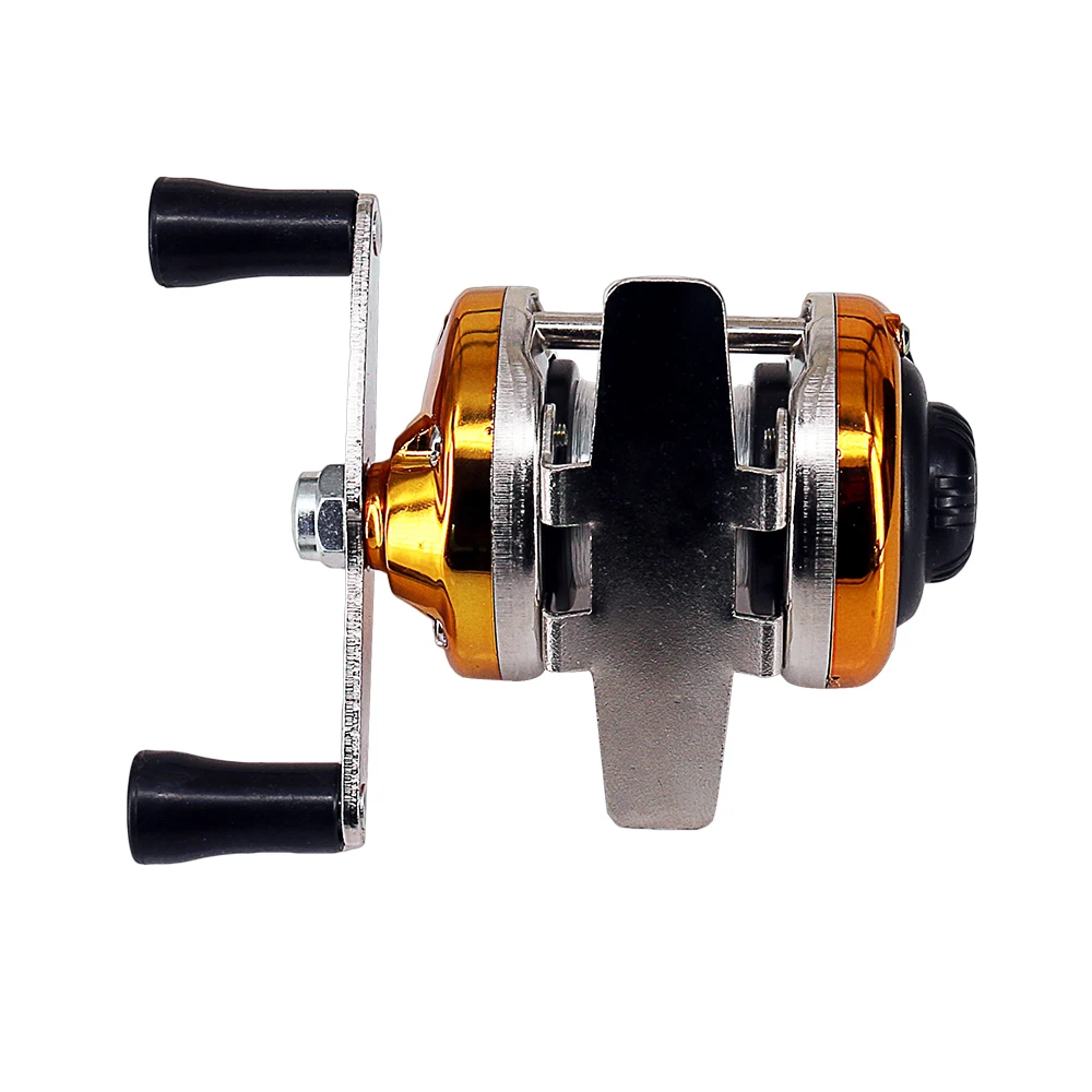Mini Portable Winter Ice Fishing Reel 1BB Dual Rocker Arm Baitcast Coil Roller Winter Bait Casting Fishing Reel with Lines 90M