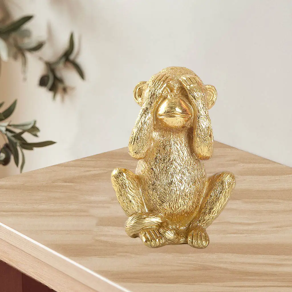 Home Decor No Evil Monkeys Figurine Statue Table Decorations for Dining Room Living Room Office