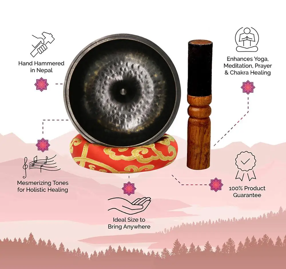 Gandhanra Authentic Tibetan Lingam Singing Bowl Set,Modern Reinvention of the Ancient Lingam Sound Bowl,Handcrafted in Nepal