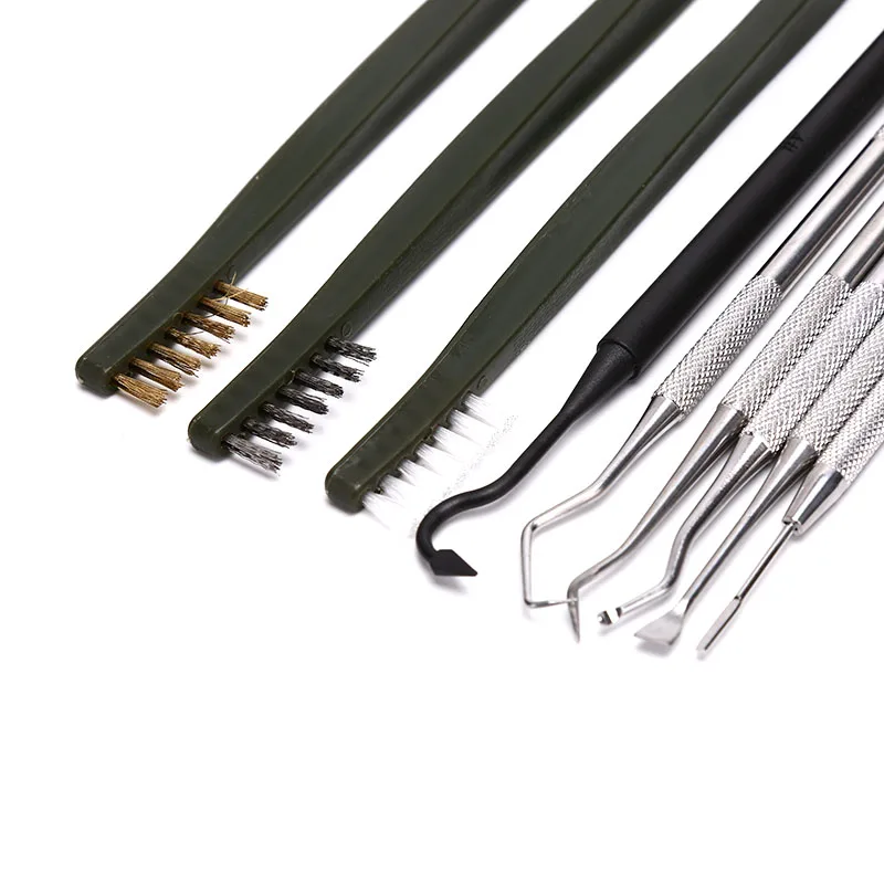 9pcs/Set Steel Wire Brush+Nylon Pick Set Universal Gun Hunting Cleaning Brush Kit Tactical Rifle Pistol Gun Cleaning Tool