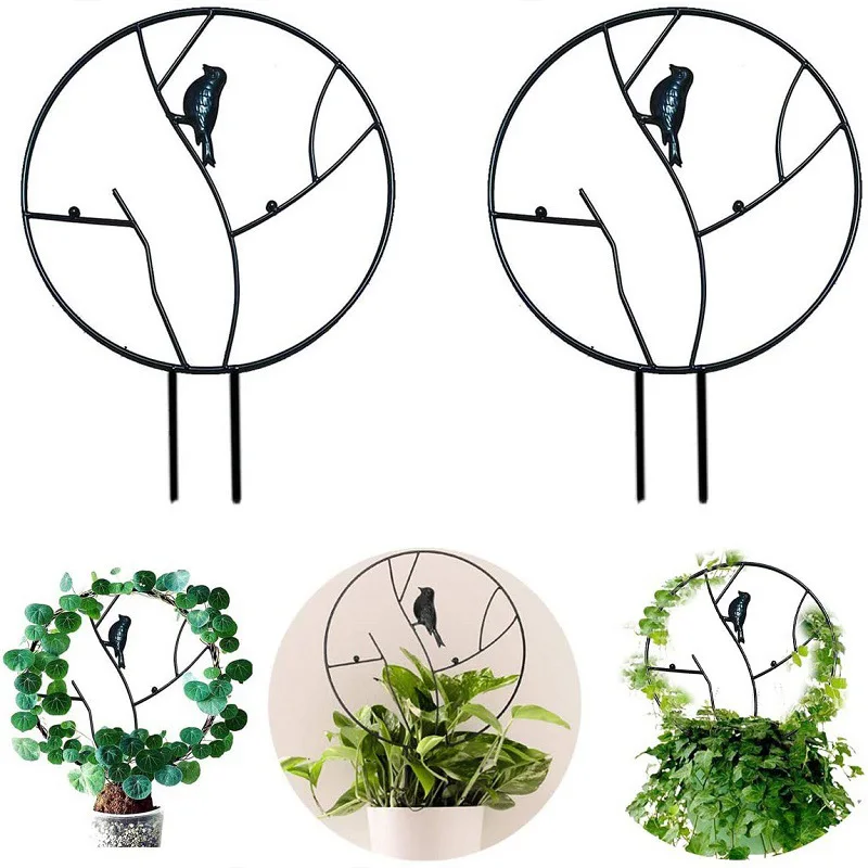 

2 Pcs Black White Iron Garden Trellis For Climbing Plants Potted Support Vines Flower Rack Vine Plant Metal Support Frame