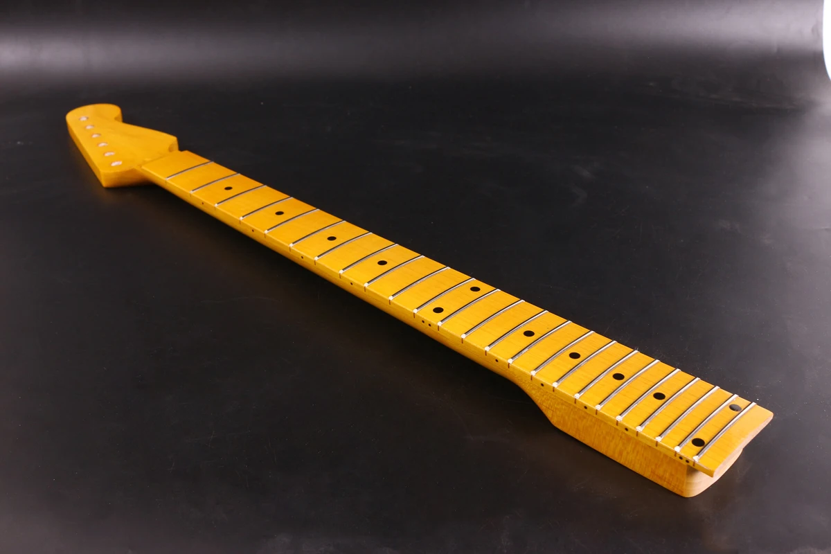 S5-2 Guitar Neck 25.5inch 24 Fret  Yellow Painting Dot  Inlay Canada Maple  guitar Part