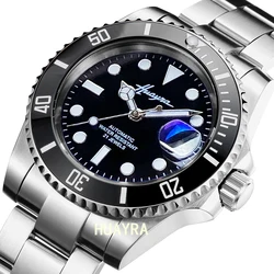 Men's watch 40mm luxury sapphire glass machinery stainless steel ceramic ring 100m waterproof black dial automatic chain