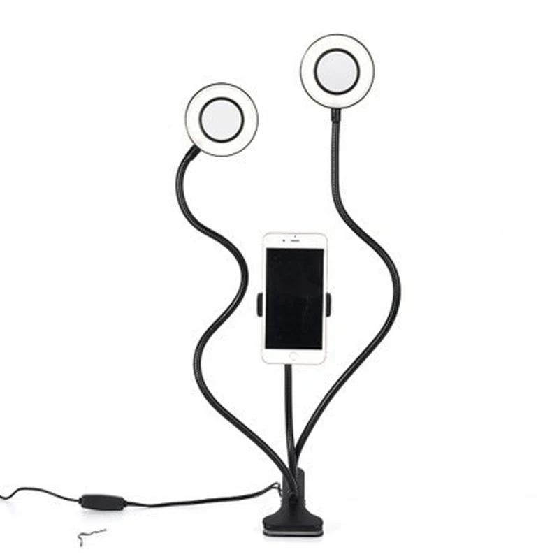 Universal Selfie Ring Light with Flexible Mobile Phone Holder Lazy Bracket Desk Lamp LED Light for Live Stream Office Kitchen