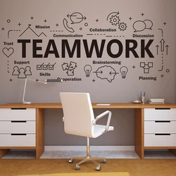 Large Teamwork Office Wall Decal Inspirational Quote Teamwork Cooperation Plan Vinyl Wall Sticker For Office Decoration Z819