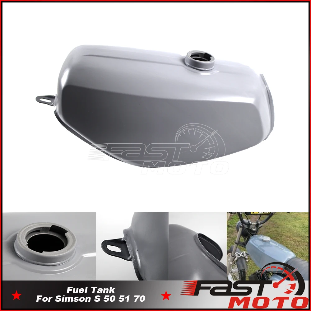 Steel Gray Oil Tank Retro Motorcycle Gas Can Fuel Tank For Simson S50 S51 S70 Vintage Motorbike Parts 7 Colors