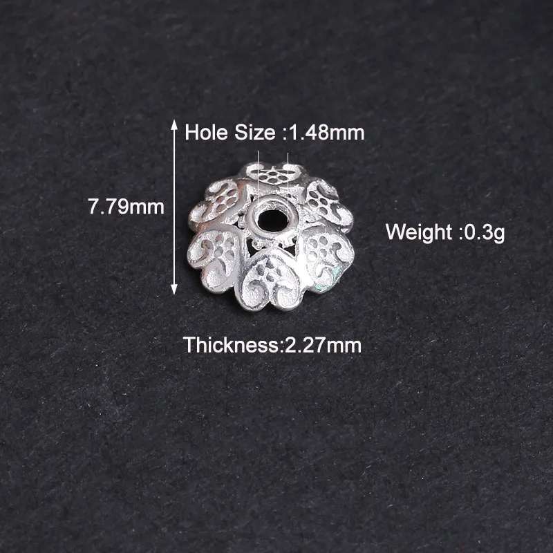 1Pc 925 Sterling Silver Carved Flower Beads Charms Flower Caps For Necklace Bracelets Connectors DIY Jewelry Making Components