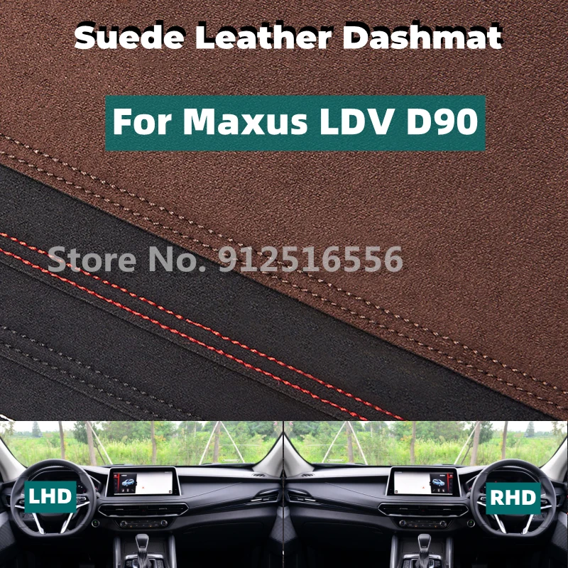 Car Accessories Suede Leather Dashmat Dash Mat Pad Dashboard Cover Sun Shade Carpet For Maxus LDV D90 2016 2017 2018 2019