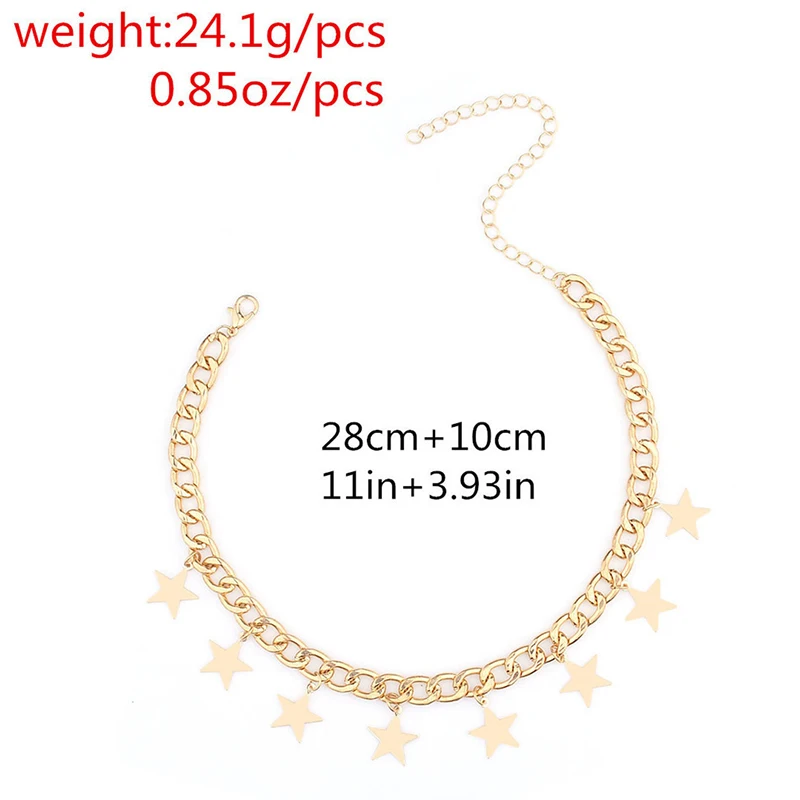 Luxury Tassel Gold Star Chain Women Nekclace Fashion Female Gold-Color Choker Necklaces Jewelry Romantic Ladies Valentine Gifts