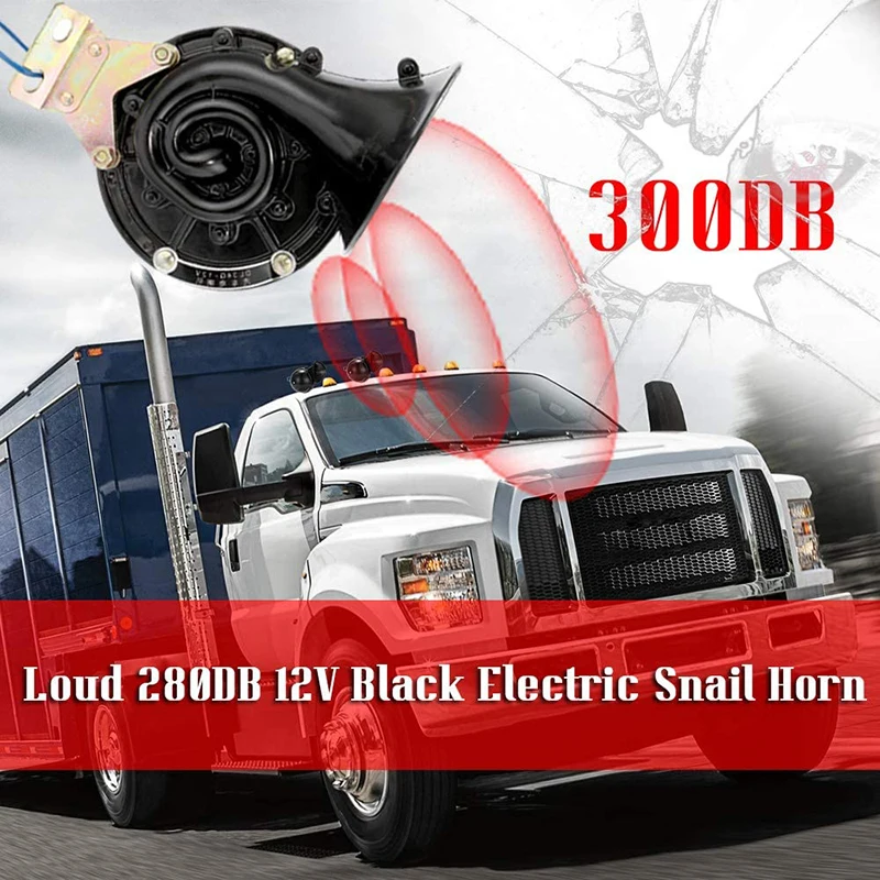 Super Loud 300dB 12V/24V Electric Snail Horn Air Horn Raging Sound for Car Motorcycle Truck Boat Black Car Styling