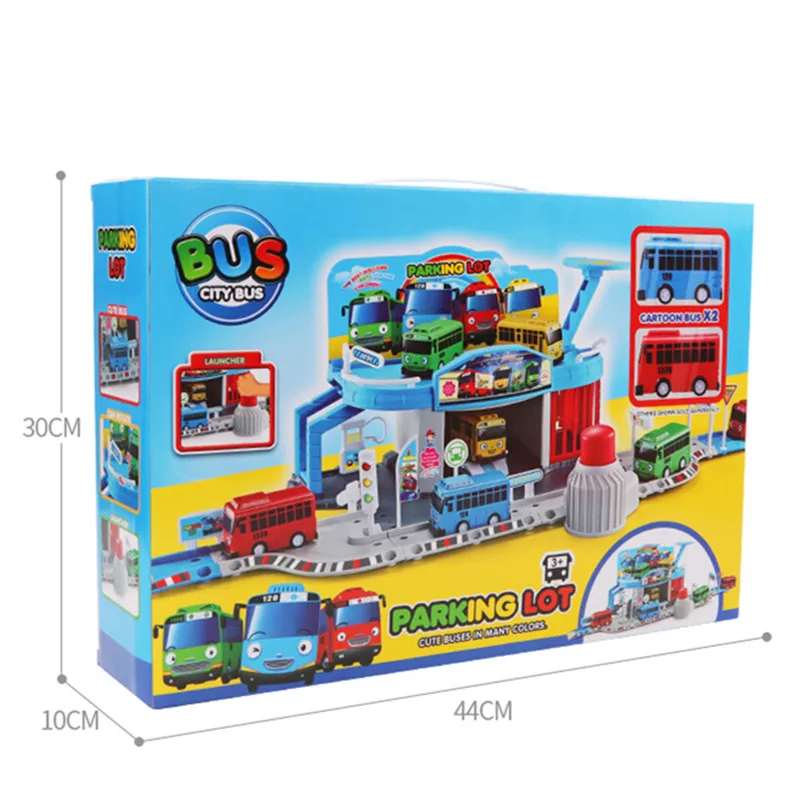 Korean Cartoons Toy bus ko set Assembled Bus Station Parking Lot Car Runway Model with 2 mini tayo bus