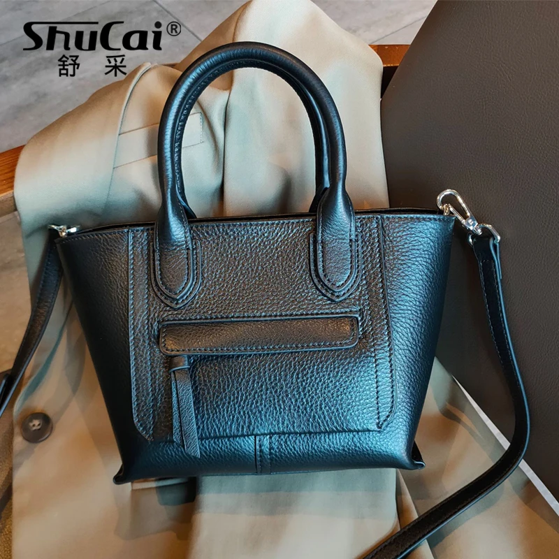 Genuine Leather Handbag Elegant Fashion Tassel Female Shoulder Bag Large Capacity Simple Casual Women Crossbody Bag New