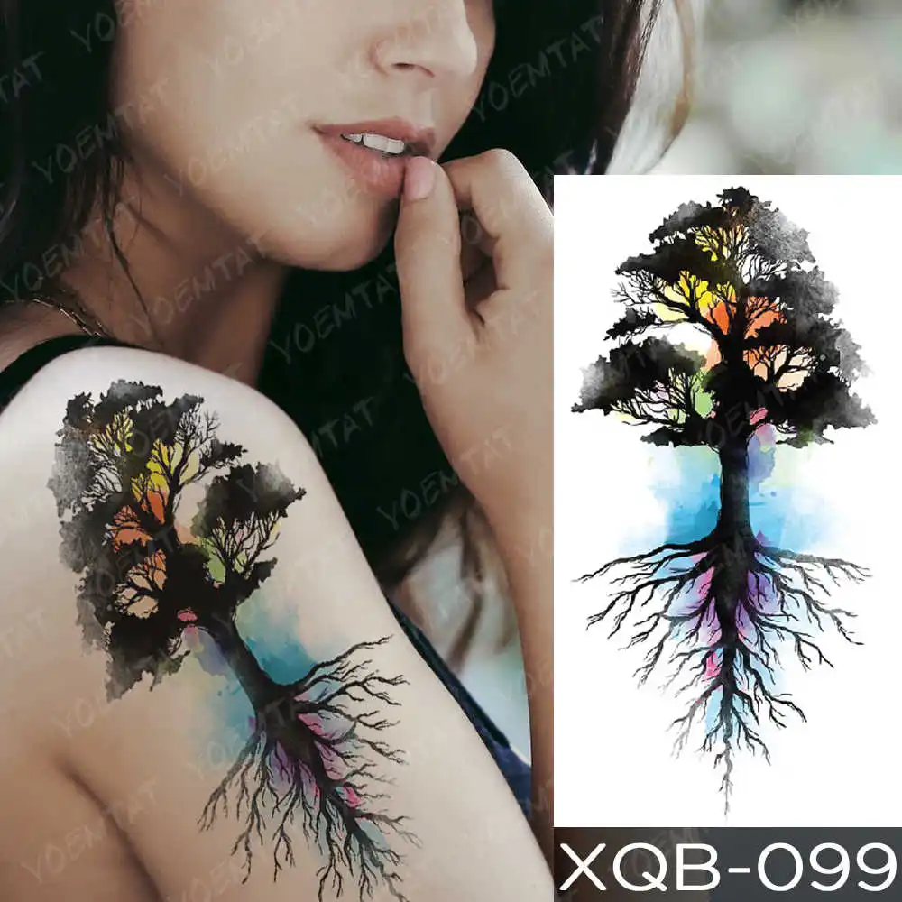 Waterproof Temporary Tattoo Sticker Japanese lily fox demon Flash Tattoos Mermaid Family Tree Body Art Arm Fake Tatoo Women Men