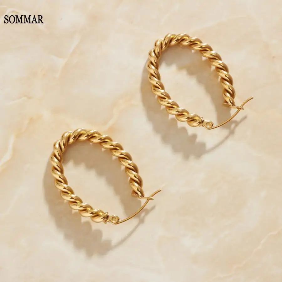 SOMMAR online shopping india Gold color Goddess earrings 2020 trendy Sassy, twist earring for women charms