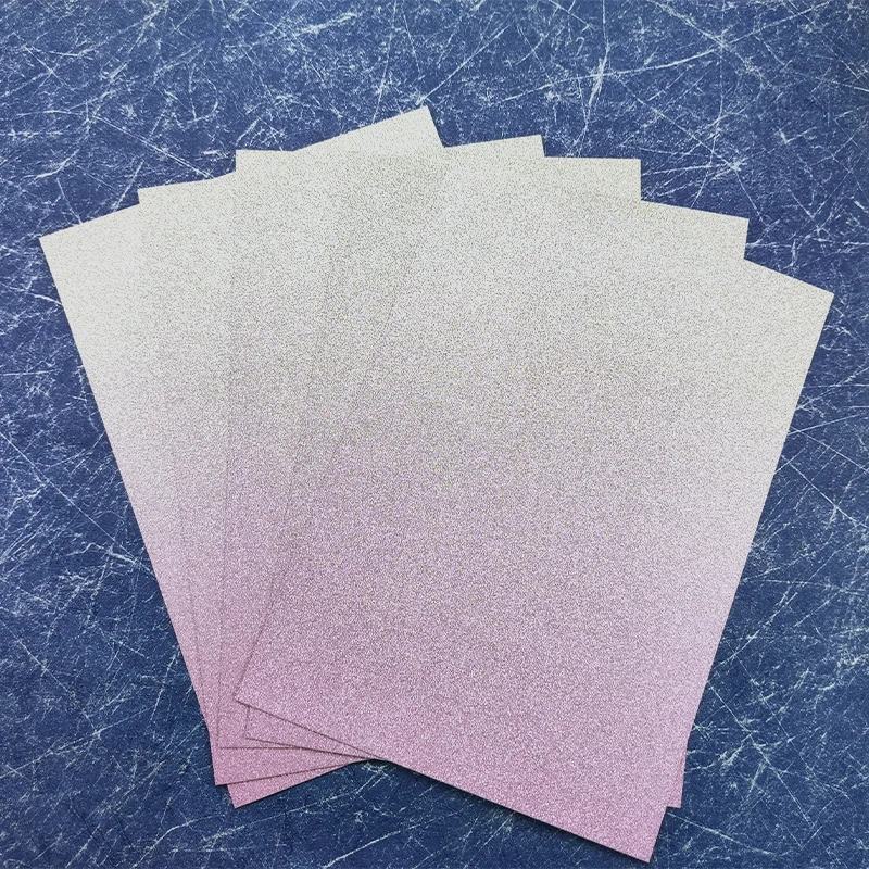 5 sheets Pink  Yellow Premium Ombre Glitter Card A4 250gsm Paper Scrapbooking paper pack craft Background