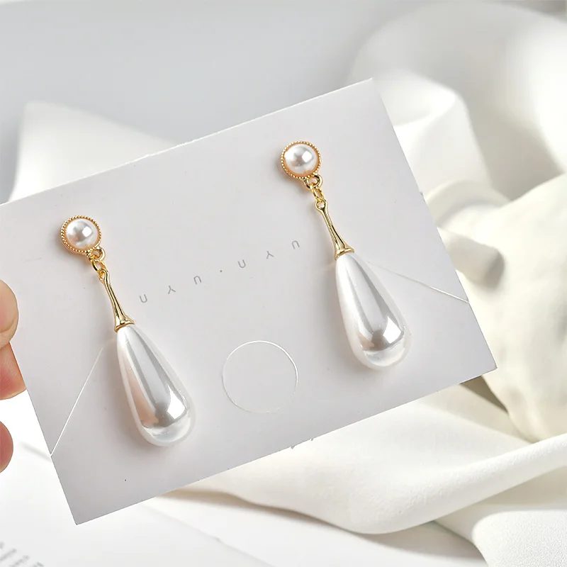 Copper plating true gold simple earpiece accessories DIY hand-highlighted Pearl drops earring earrings material