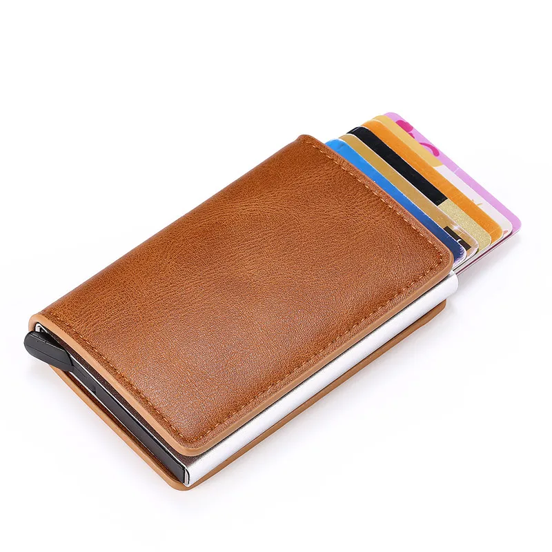 ZOVYVOL RFID Blocking Men's Wallet Credit Card Holder Leather Bank Card Wallet Case Card holder Protection Purse Aluminum Box