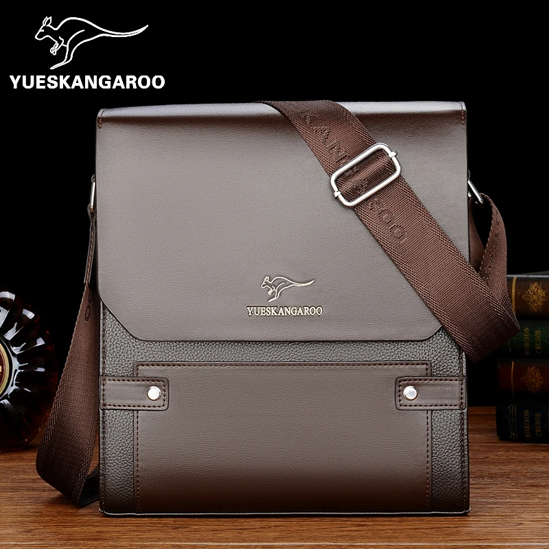 YUESKANGAROO Men\'s Bag Male Shoulder Bag Men\'s Business Briefcase Messenger Bag Travel Office Bag PU Leather Crossbody Bags Men