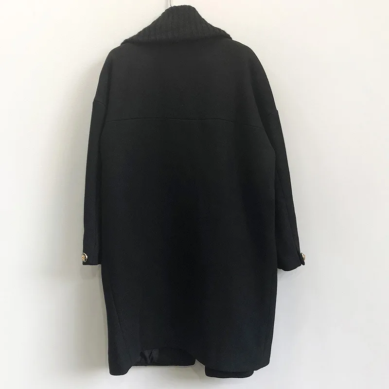 Fashion Streetwear Long Winter Fashion Wool Coats Double Breasted Wool Blend Coat And Jacket Turn-down Collar Coat Femenino
