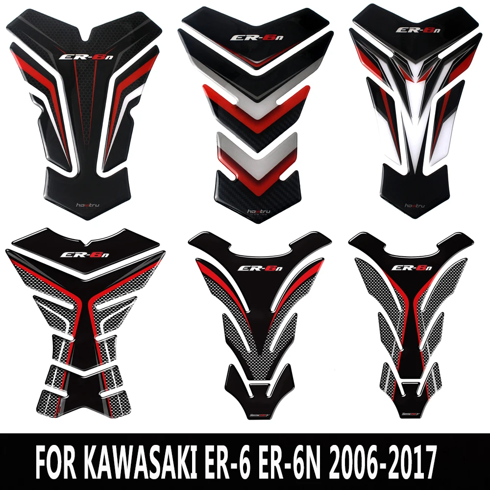 Suitable for Kawasaki ER-6 ER-6N 2006-2017 Motorcycle 3D Carbon Fiber Appearance Fuel Tank Pad Protection Decal Sticker Shell