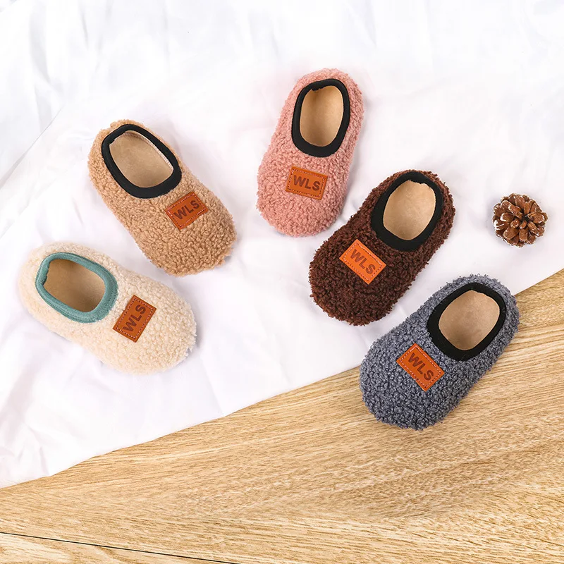 Winter Children Floor Shoes For Baby Slippers Infant Toddler Plush Warm Boys Girl Soft Anti-slip Nursey Indoor School Kids Shoes