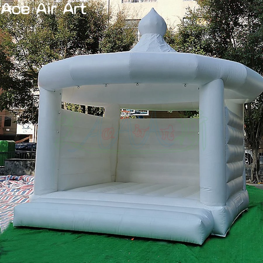 Inflatable Wedding Bounce House White Dome Jumping Castle With Air Blower For Inside Outdoor Made By Ace Air Art