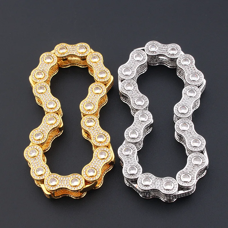 Hip Hop Bling Iced Out CZ Stone Bicycle Chain Bracelet For Men Rapper Jewelry Drop Shipping