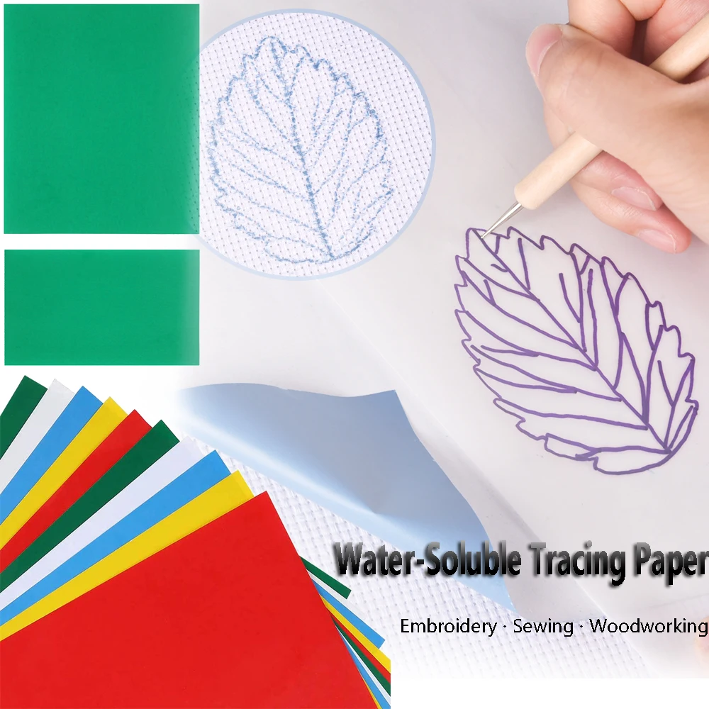 10Pcs A4 Organic Coatings Water-soluble Colorful Carbon Paper For Cloth Embroidery Tracing Bumf Drawing Transfer Sewing Accessor